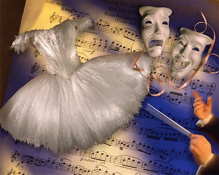 Conductor's Arms with Comedy and Tragedy Masks, Ballet Costume and Sheet Music Stock Photo - Rights-Managed, Code: 700-00028244