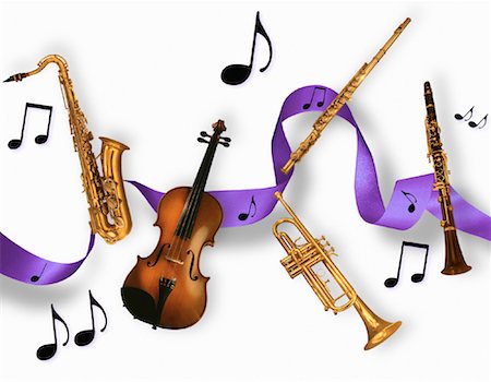 still life violin - Musical Instruments and Music Notes Stock Photo - Rights-Managed, Code: 700-00028243