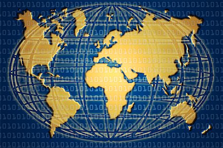 data tech world map - World Map with Binary Code and Wire Sphere Foto de stock - Con derechos protegidos, Código: 700-00029117