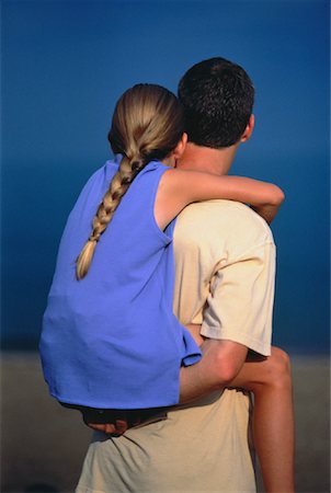 piggyback trust adults - Back View of Father Carrying Daughter on Back Outdoors Stock Photo - Rights-Managed, Code: 700-00029875