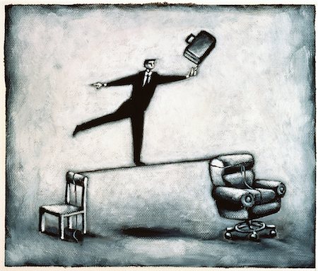 Illustration of Businessman Balancing on Tightrope Foto de stock - Con derechos protegidos, Código: 700-00020057