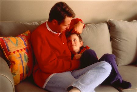simsearch:700-00020781,k - Father and Son Sitting on Sofa Stock Photo - Rights-Managed, Code: 700-00021022