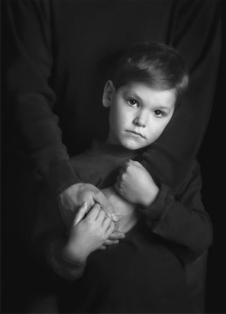 sad boy in black and white - Father and Son Stock Photo - Rights-Managed, Code: 700-00021500