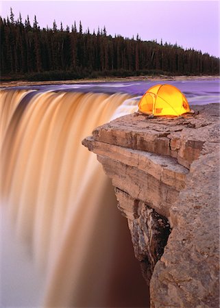 Tent near Waterfall, Alexandra Falls, Hay River, Twin Falls Gorge Territorial Park Northwest Territories, Canada Stock Photo - Rights-Managed, Code: 700-00021755