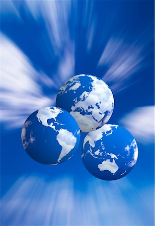 simsearch:700-00080719,k - Three Globes Displaying Continents of the World in Sky Foto de stock - Con derechos protegidos, Código: 700-00021912