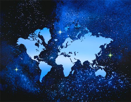 simsearch:700-00012077,k - World Map and Starry Sky Stock Photo - Rights-Managed, Code: 700-00021955