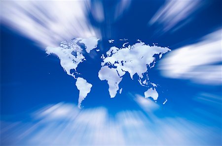 World Map with Blue Sky and Clouds Stock Photo - Rights-Managed, Code: 700-00022054