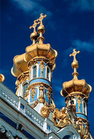 russia gold - Turrets on Catherine Palace Outside St. Petersburg, Russia Stock Photo - Rights-Managed, Code: 700-00023359