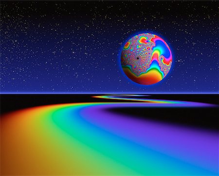 simsearch:700-00023093,k - Sphere in Abstract Landscape With Starry Sky Foto de stock - Direito Controlado, Número: 700-00023377