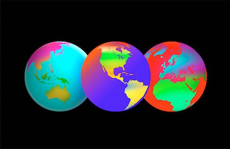 simsearch:700-00012076,k - Three Globes Displaying Continents of the World Stock Photo - Rights-Managed, Code: 700-00023562