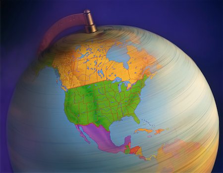 free trade - Spinning Globe North America Fotografie stock - Rights-Managed, Codice: 700-00023768