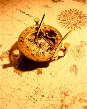 simsearch:700-00022768,k - Compass on Antique Mariner's Map Stock Photo - Rights-Managed, Code: 700-00023952