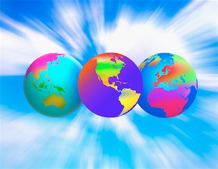 simsearch:700-00096399,k - Three Globes Displaying Continents of the World Foto de stock - Con derechos protegidos, Código: 700-00023965