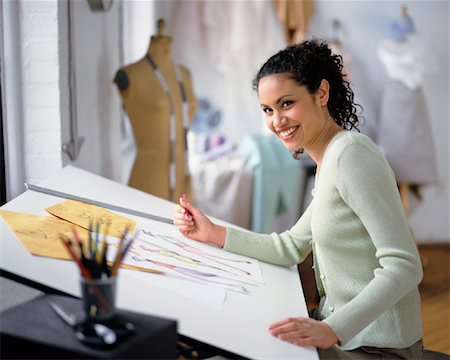 simsearch:700-00286548,k - Portrait of Woman Sketching at Drafting Table Foto de stock - Con derechos protegidos, Código: 700-00034415