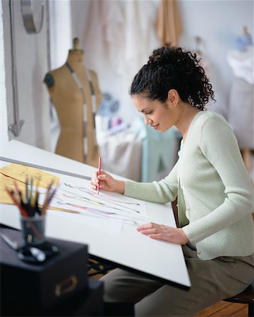 simsearch:700-00286548,k - Woman Sketching at Drafting Table Foto de stock - Con derechos protegidos, Código: 700-00034416