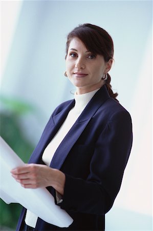 simsearch:632-03652237,k - Portrait of Businesswoman Holding Blueprints Stock Photo - Rights-Managed, Code: 700-00034939