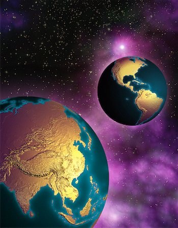 simsearch:700-00001546,k - Two Globes in Space North and South America and Pacific Rim Foto de stock - Con derechos protegidos, Código: 700-00035637