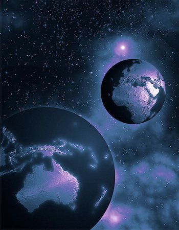 simsearch:700-00013060,k - Two Globes in Space Australia, Europe and Africa Foto de stock - Con derechos protegidos, Código: 700-00035692