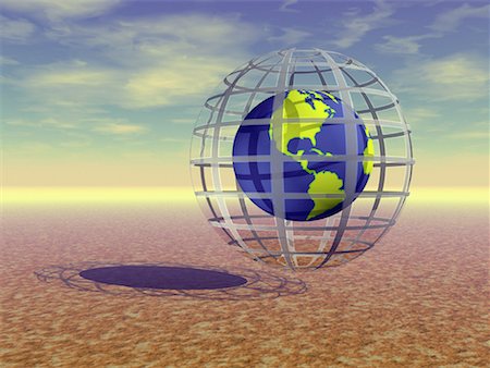 simsearch:700-00047455,k - Globe in Wire Sphere in Desert North and South America Stock Photo - Rights-Managed, Code: 700-00035738