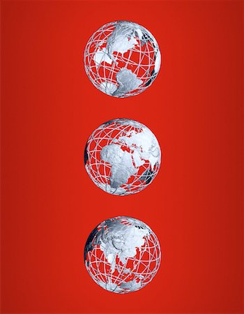 Three Wire Globes Displaying Continents of the World Stock Photo - Rights-Managed, Code: 700-00036079