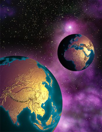 simsearch:700-00036121,k - Deux Globes en espace Pacifique, Europe et Afrique Photographie de stock - Rights-Managed, Code: 700-00036165