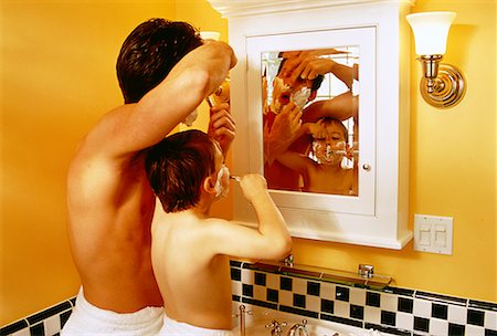 shaving males son images - Father and Son Shaving Stock Photo - Rights-Managed, Code: 700-00036948