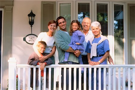 simsearch:700-00048144,k - Portrait of Family Standing on Porch Stock Photo - Rights-Managed, Code: 700-00037325