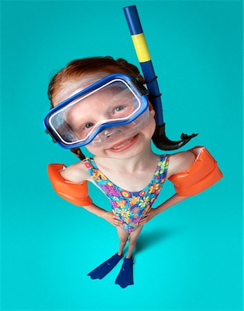 Portrait de jeune fille portant des équipement pour la natation Photographie de stock - Rights-Managed, Code: 700-00038945