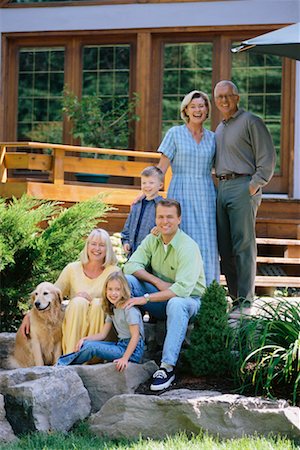 family dog grandparents parents child - Portrait of Family Outdoors Stock Photo - Rights-Managed, Code: 700-00039337