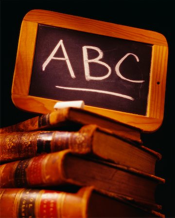 simsearch:700-00527747,k - Chalkboard with ABC on Stack of Books Stock Photo - Rights-Managed, Code: 700-00039775