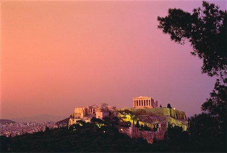 Acropolis at Dusk Athens, Greece Foto de stock - Con derechos protegidos, Código: 700-00030023