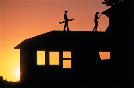 simsearch:700-00066600,k - Silhouette of House Construction At Sunset Foto de stock - Con derechos protegidos, Código: 700-00030305