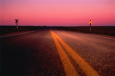 sunset railroad - Rural Road at Dusk Alberta, Canada Stock Photo - Rights-Managed, Code: 700-00030301