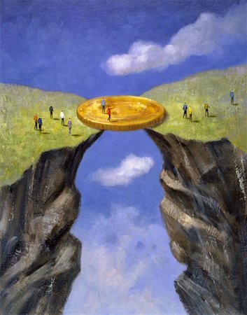 Illustration of Coin Bridging Gap Foto de stock - Con derechos protegidos, Código: 700-00031107