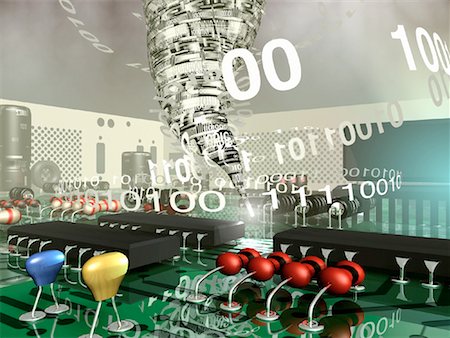 simsearch:700-00039930,k - Circuit Board and Binary Code Stock Photo - Rights-Managed, Code: 700-00032389