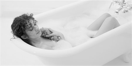 sponge bath woman - Woman Taking Bath Stock Photo - Rights-Managed, Code: 700-00032823