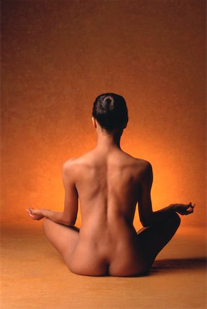 simsearch:700-00157355,k - Back View of Nude Woman Sitting In Lotus Position Stock Photo - Rights-Managed, Code: 700-00033029