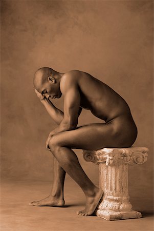 Nude Man Seated on Pedestal Stock Photo - Rights-Managed, Code: 700-00033023