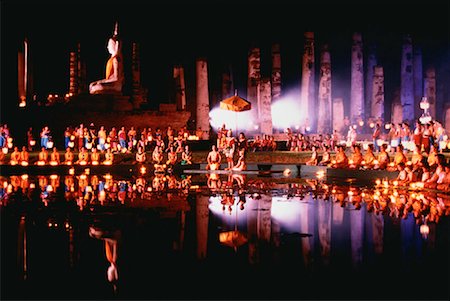 simsearch:700-00080029,k - Loy Krathong Festival Sukhothai Historical Park-Thailand Stockbilder - Lizenzpflichtiges, Bildnummer: 700-00033871