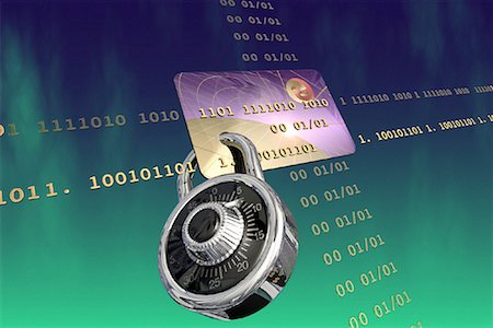 simsearch:600-00044508,k - Credit Card with Combination Lock And Binary Code Fotografie stock - Rights-Managed, Codice: 700-00044031