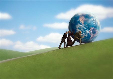Business People Rolling Globe Up Hill Stock Photo - Rights-Managed, Code: 700-00044904