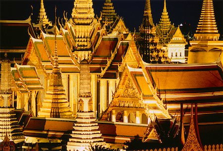 The Grand Palace and Wat Phra Keo At Night Bangkok, Thailand Stock Photo - Rights-Managed, Code: 700-00045073