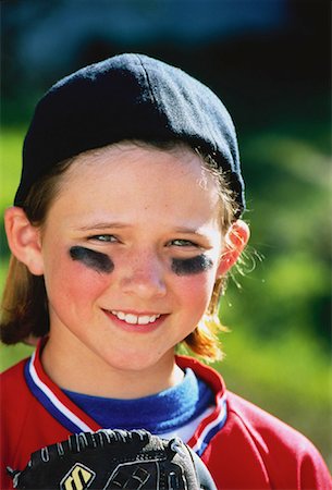 Portrait of Girl in Baseball Uniform Outdoors Stock Photo - Rights-Managed, Code: 700-00045086