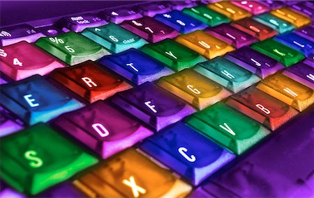 simsearch:700-00031530,k - Close-Up of Computer Keyboard With Colorful Keys Foto de stock - Con derechos protegidos, Código: 700-00045130