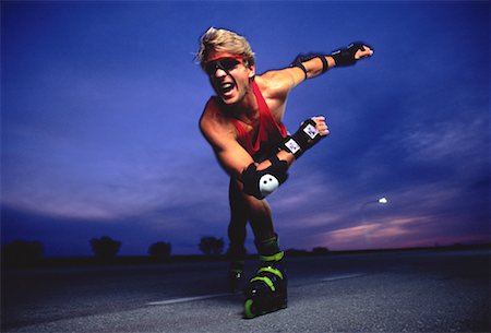 Man In-Line Skating at Night Stock Photo - Rights-Managed, Code: 700-00046148