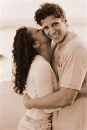 simsearch:700-00086311,k - Woman Kissing Man on Cheek on Beach Stock Photo - Rights-Managed, Code: 700-00046309