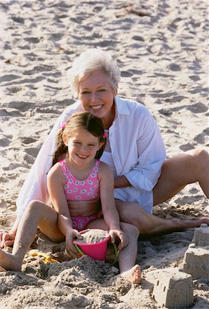 seniors photography girls playing sports - Portrait of Grandmother and Granddaughter on Beach Stock Photo - Rights-Managed, Code: 700-00046923