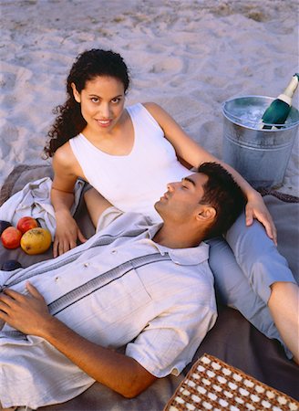 simsearch:600-03456256,k - Couple Having Picnic on Beach Stock Photo - Rights-Managed, Code: 700-00047313