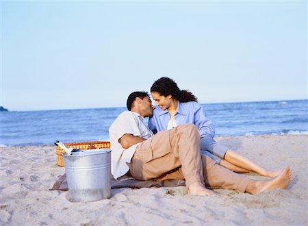 Couple Having Picnic on Beach Stock Photo - Rights-Managed, Code: 700-00047362