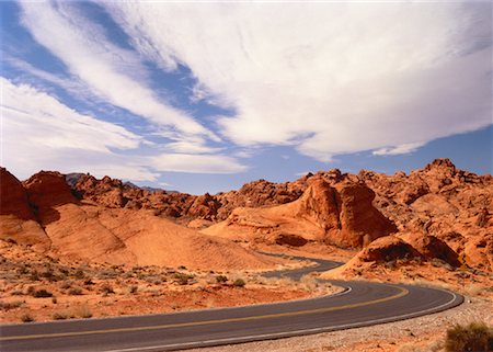 parque estatal del valle de fuego - Road and Landscape Valley of Fire Nevada, USA Foto de stock - Con derechos protegidos, Código: 700-00048184